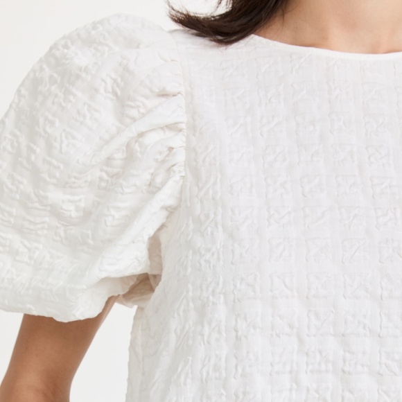 English Factory Back Tie Jacquard Puff Dress - Picture 3 of 6